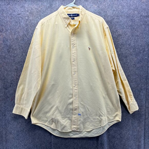 Vintage Ralph Lauren Shirt Mens 16.5 34 Yellow Button Down Dress Yarmouth Oxford - Picture 1 of 10